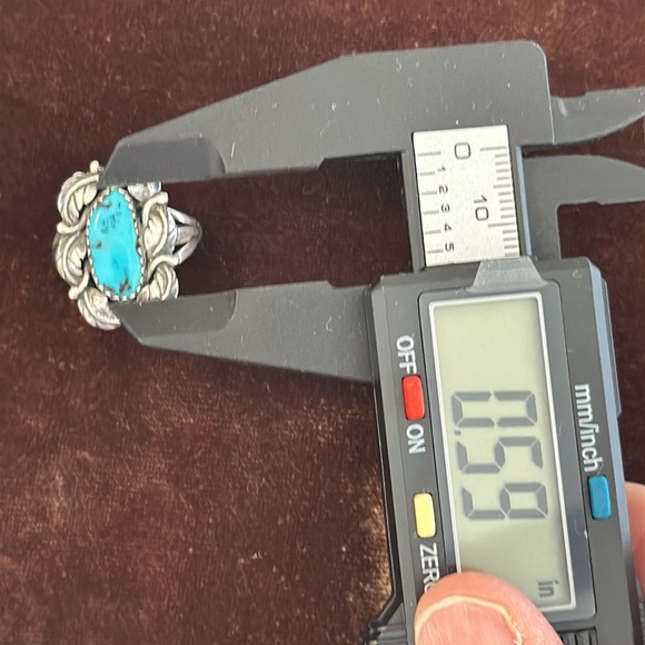 Vintage Turquoise Sterling Scrolled Leaves Ring🔥🔥🤩 size 8 1/2” - Picture 9 of 10